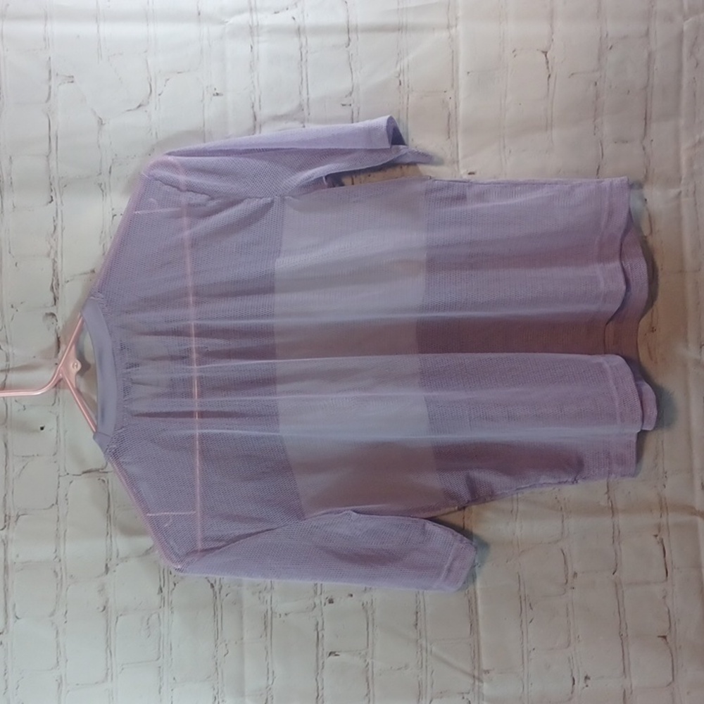 Y2K Bebe Lavender Netted  Logo Half  Top S - Picture 3 of 8